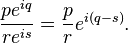 {pe^{iq} \over re^{is}} = {p \over r}e^{i(q - s)}.