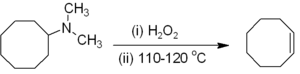 Synthesis of cyclooctene via Cope elimination