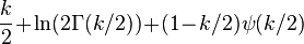 \frac{k}{2}\!+\!\ln(2\Gamma(k/2))\!+\!(1\!-\!k/2)\psi(k/2)