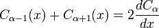 C_{\alpha-1}(x) + C_{\alpha+1}(x) = 2\frac{dC_\alpha}{dx}