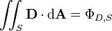 \iint_S \mathbf{D} \cdot \mathrm{d} \mathbf{A} = \Phi_{D,S}