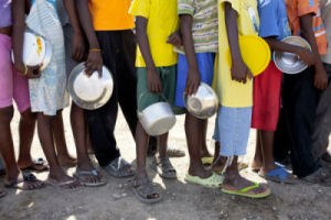 Children from Haiti waiting for food