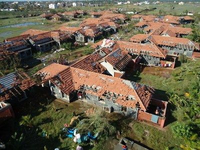 Damaged homes at SOS Children's Village Punducherry 