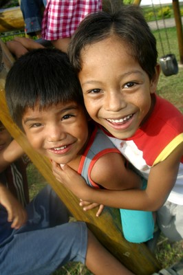 Two boys in playground, Bolivia