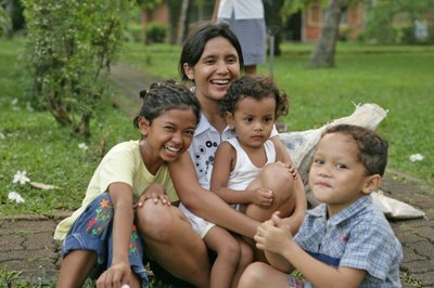 Children and mother from Jakarta, Indonesia