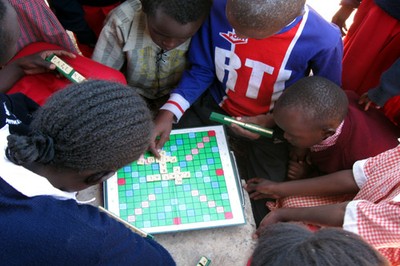 Children playing scrabble, Eldoret, South Africa